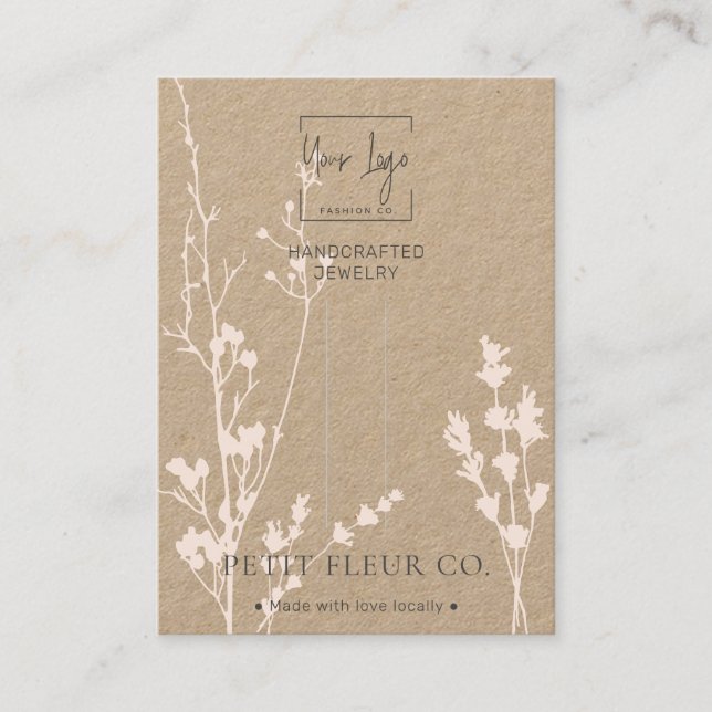 Kraft Paper Wildblumen Schmuckhaarclip Display Telefonnummerkarte (Vorderseite)