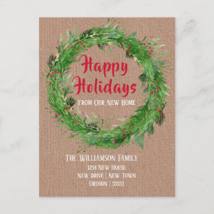Kraft Paper Winter Greenery Neue Zuhause Happy Hol Postkarte