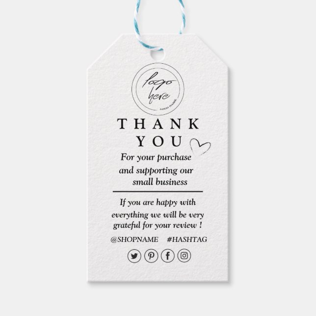 Kraft Papier benutzerdefiniertes Logo danke für da Geschenkanhänger (Vorderseite)