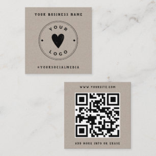 Kraft Papier Hinzufügen Sie Ihr Logo QR-Code Socia Quadratische Visitenkarte