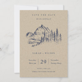 Kraft Pine Mountain Sketch Save the Date Karte