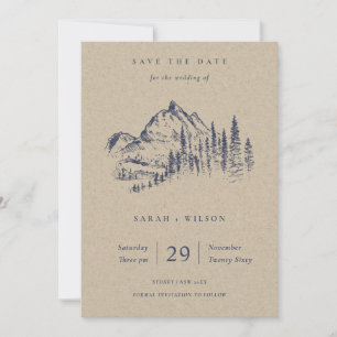 Kraft Pine Mountain Sketch Save the Date Karte