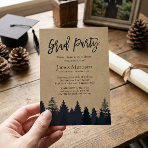 Kraft Pine Tree Forest Graduate Graduate Party Einladung