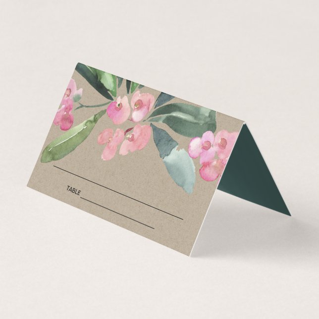 KRAFT PINK CHRIST THORN BLOOM WEDING PLATZKARTE (Vorderseite)