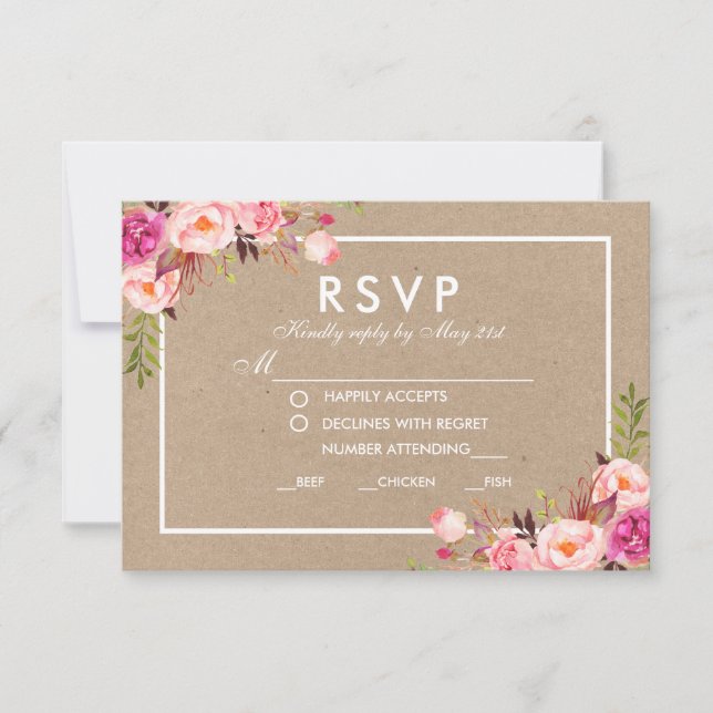 Kraft Pink UAWG Wedding RSVP Karte (Vorderseite)