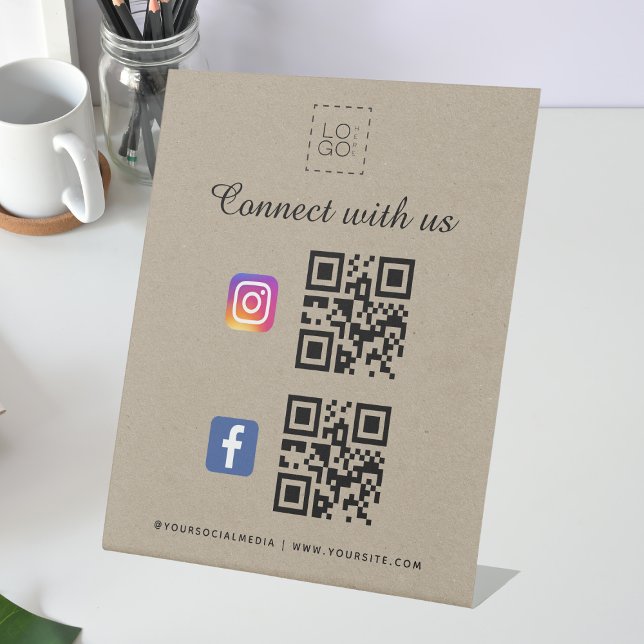 Kraft Qr-Code-Logo Facebook-Instagramm Sockelschild (Von Creator hochgeladen)