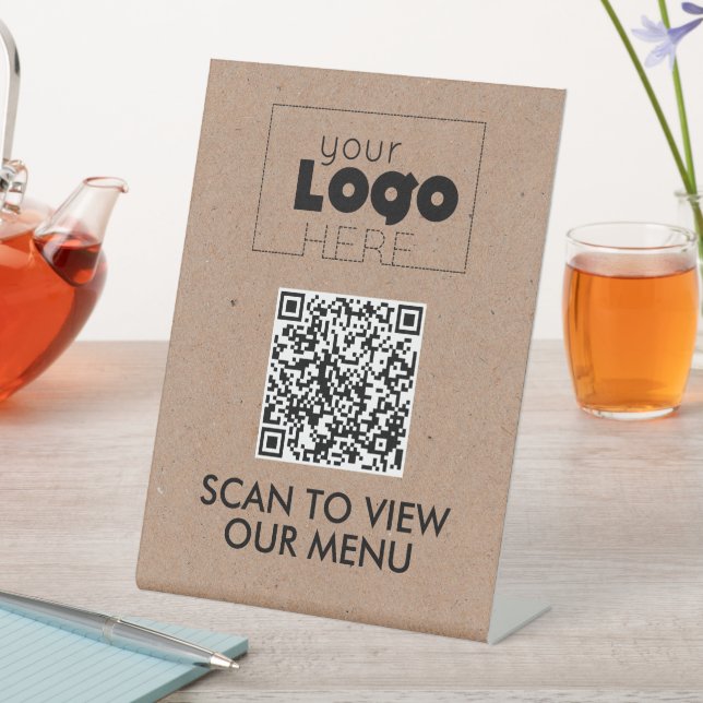 Kraft QR Code No Contact Scan for Menu Table Signs Sockelschild (In Situ)