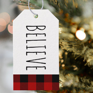 Kraft Red Buffalo Kariert & Glaube Weihnachten Geschenkanhänger