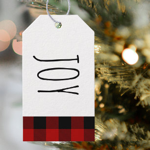 Kraft Red Buffalo Kariert & Joy Christmas Geschenkanhänger