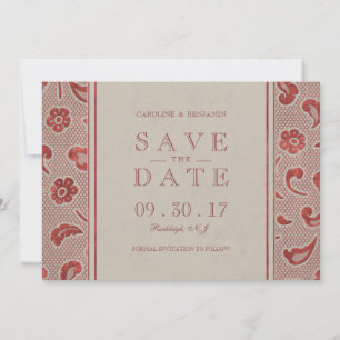 Kraft red Lace rustikale Hochzeit speichern Sie da Save The Date