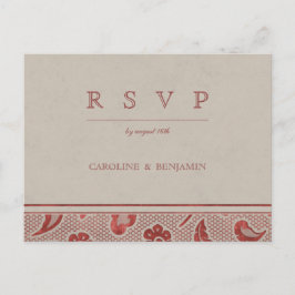Kraft red Lace rustikale Landhochzeit UAWG Einladungspostkarte