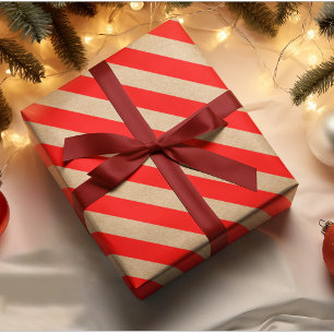 Kraft rote Streifen Weihnachten Geschenkpapier