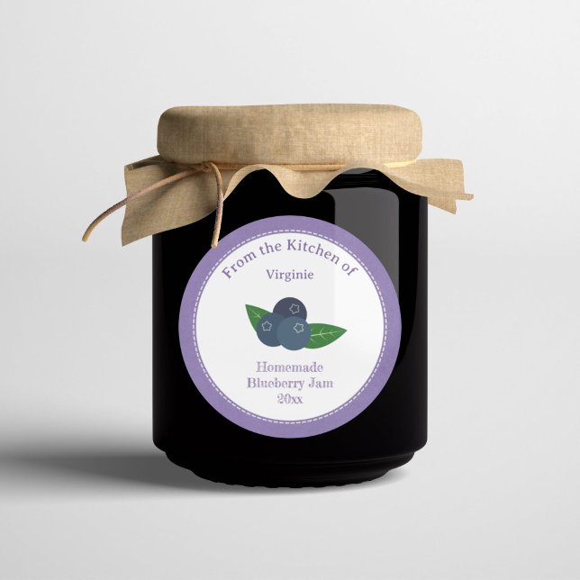 Kraft Rustic Blueberry Jam Label Aufkleber (Kraft Rustic Blueberry Jam Label Sticker)