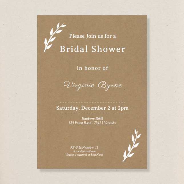 Kraft & Rustic Bridal Shower Invitation Einladung (Von Creator hochgeladen)
