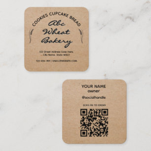 Kraft Rustic Cottage Bäckerei Quadratische Visitenkarte