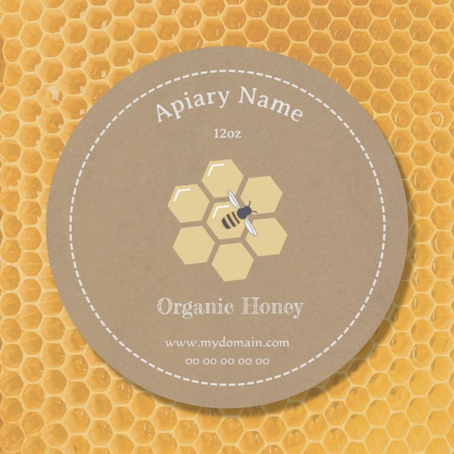 Kraft Rustic Honey Jar Label Aufkleber für Imker (Kraft & Rustic Honey Jar Label)