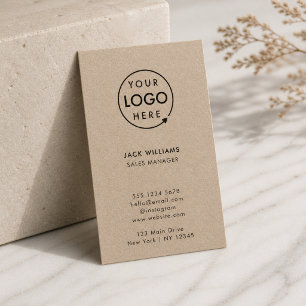 Kraft Rustic Logo Vertikale informelle Firma Visitenkarte
