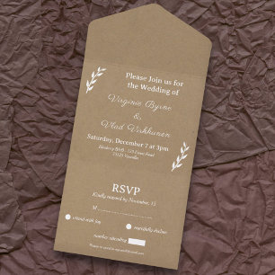 Kraft & Rustic RSVP Hochzeit Alles in einer Einlad All In One Einladung