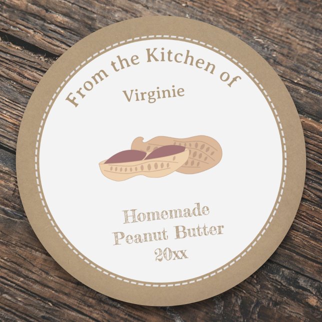 Kraft-Rustikal-Erdnuss-Butterkleber Runder Aufkleber (Kraft Rustic Peanut Butter Label Sticker)