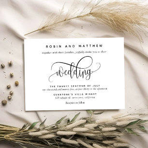 Kraft, rustikal, modern, elegante Script Wedding Einladung