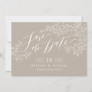 Kraft rustikale Blumenkalligraphie Save the Date