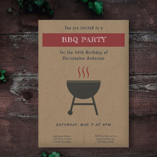 Kraft & Rustikale GRILLEN Party Geburtstagseinladu Einladung