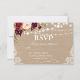 Kraft Rustikale Hochzeitspur UAWG w/Meal RSVP Karte