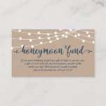 Kraft-Saitenlichter, Navy Blue, Honeymoon Fund Begleitkarte<br><div class="desc">Das ist die rustikale Kraftzeichenleuchte,  Navy Blue Script,  Wedding Enclosure Card. Sie können die Farben des Schriftartes ändern und Ihre Hochzeitsdetails in den entsprechenden Schriftart / Schrift hinzufügen. #TeeshaDerrick</div>