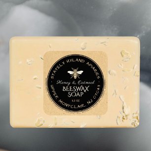 Kraft-/Schwarz-handgeschriebene BeesWachsoap Runder Aufkleber