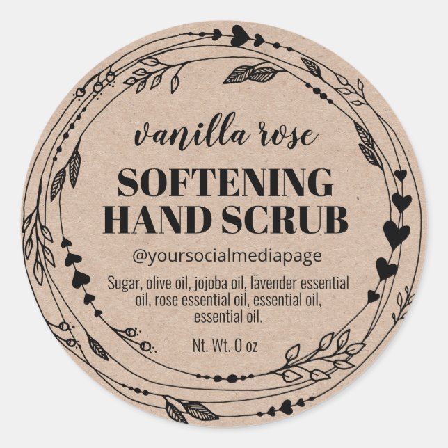 Kraft Scrub Labels Runder Aufkleber (Vorderseite)