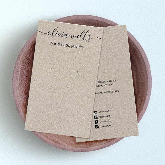 Kraft Signature Script Earring Display Business Ca Visitenkarte (Von Creator hochgeladen)
