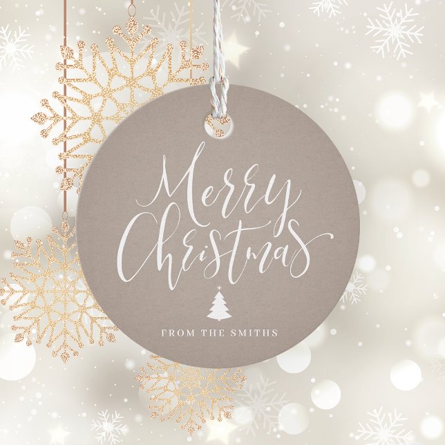 Kraft Simple Calligraphy Frohe Weihnachten Geschenkanhänger (Kraft Simple Calligraphy Merry Christmas Favor Tags)