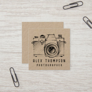 Kraft Sketch Camera Fotograf Business Card Quadratische Visitenkarte