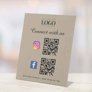 Kraft Social Media Qr-Code-Logo Facebook Instagram Sockelschild