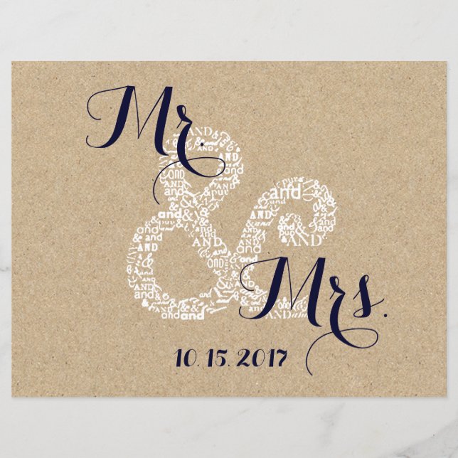 Kraft Sonnenblumen Braut Hochzeitsprogramm Flyer (Vorderseite)