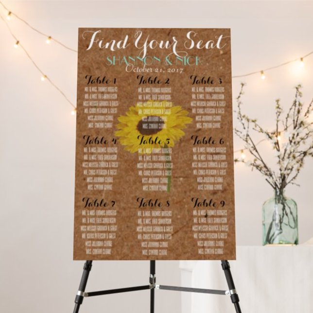 Kraft Sonnenblumen Herbst 9 Sitztisch Hochzeit Poster (Von Creator hochgeladen)