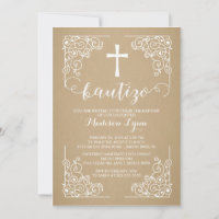 Kraft Spanish Taufe Christening Cross Einladung
