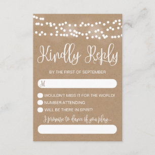 Kraft-Spitzen- und Lichterketten RSVP-Hochzeit RSVP Karte
