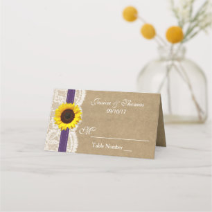 Kraft-, Spitzen- und Sonnenblumen-Kollektion - Lil Platzkarte