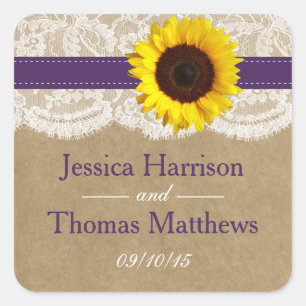 Kraft-, Spitzen- und Sonnenblumen-Kollektion - Lil Quadratischer Aufkleber