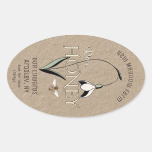 Kraft Spring Honey Label mit Snowdrop-Blume Ovaler Aufkleber