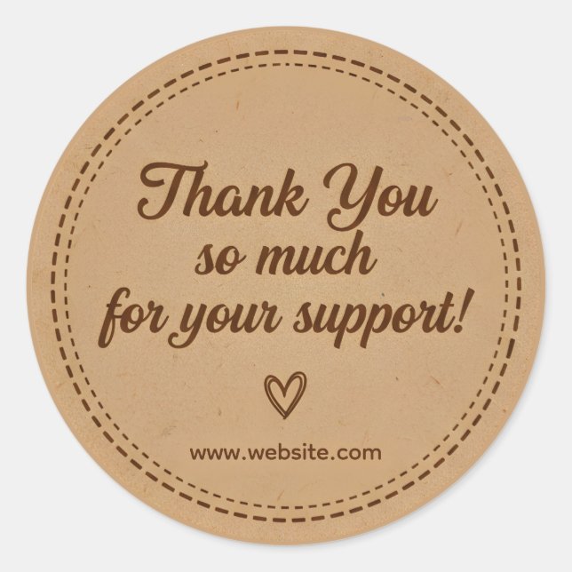 Kraft Stitch Thank You Business Sticker (Vorderseite)