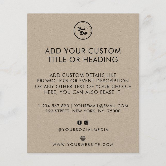 Kraft Style Custom Business Logo & Social Media Flyer (Vorne)