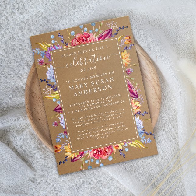 Kraft Succulents Celebration of Life Memorial Einladung (Von Creator hochgeladen)
