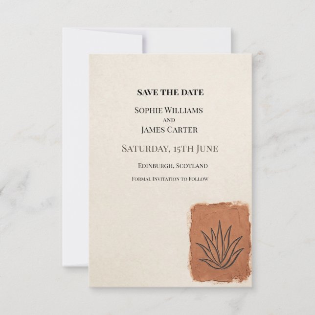 Kraft Terrakotta Hochzeit Save The Date (Vorderseite)