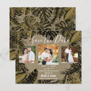 Kraft Tropische Palmenblätter Hochzeit Save the Da