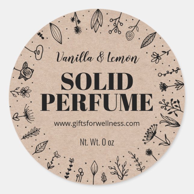 Kraft- und Blume, hausgemachte Parfümmarken Runder Aufkleber (Vorderseite)