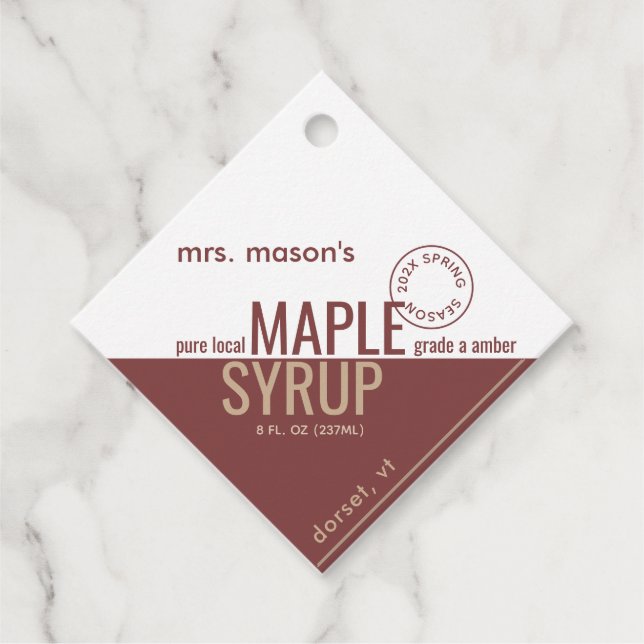 Kraft- und Rote Ahornsirup - Nährwerte Geschenkanhänger (Vorderseite)