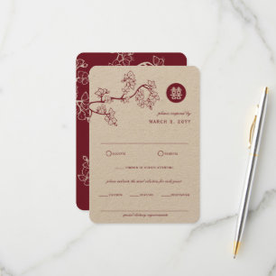 Kraft- und Rottopulver blühen zeitgemäße asiatisch RSVP Karte