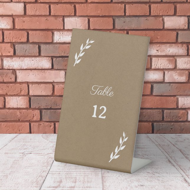 Kraft- und Rustikale Hochzeitszeichen für Tischnum Sockelschild (Kraft & Rustic Wedding Table Numbers Pedestal Sign)